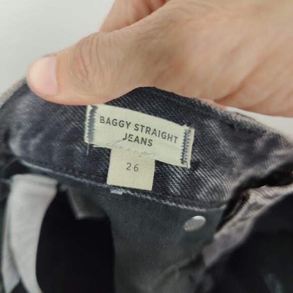 Madewell Baggy Straight Jeans Womens 26 Charcoal Cavell Wash Ripped Edition Y2K - Picture 8 of 10